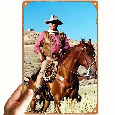 Blechschild Cowboy auf Pferd Western Nostalgie Vintage Metallschild TEL2540