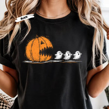 Trendy Halloween Pumpkin Chasing Ghosts Shirt, Halloween Costume, Boo Ghost Tee