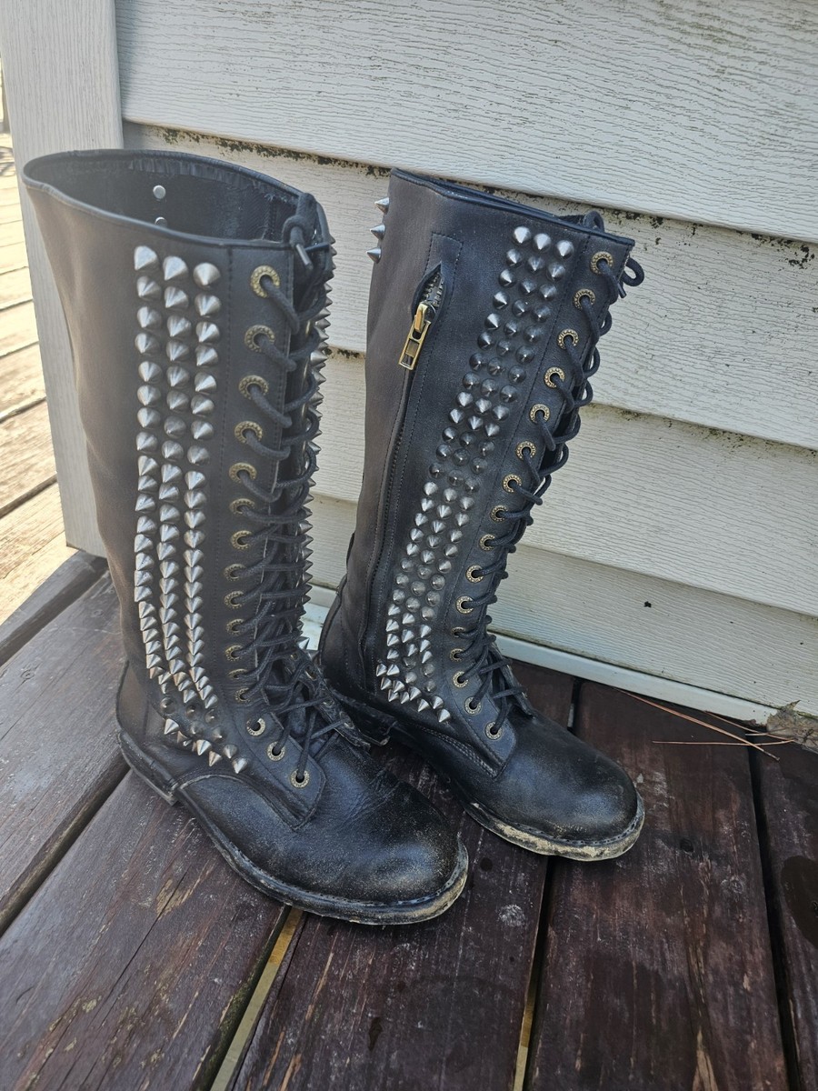 Jeffrey Campbell Original SEATTLE LOVE BOOTS Sz 8 Black Leather