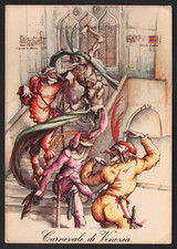 Venezia - Carnevale, disegno di maschere danzanti - ITALIA (anni '60/'70)