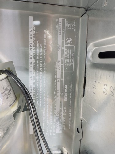 Broan 679FLT 70 CFM 3.5 SONES ventilation fan w/ fluorescent light New Old Stock - Picture 9 of 14
