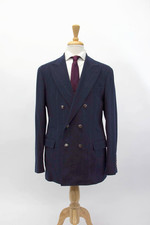 NWT 9600 Brunello Cucinelli CashmereWool Pinstripe DB Leisure Fit Suit50/40 A262