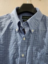 Lauren Ralph Lauren Mens 16 34/35 Button Down Gingham Plaid Wrinkle Free Cotton
