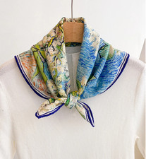 70 Cashmere 30 Silk 65X65cm Double Face Print grass Print Scarf Shawl Wrap