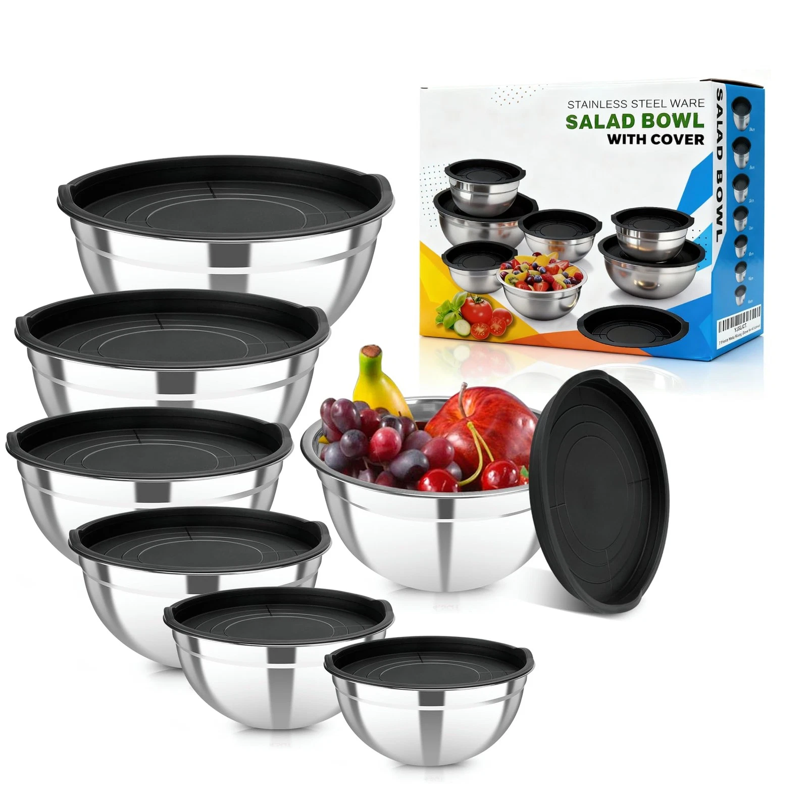 Stainless Steel Mixing Bowls with Lids Set, 7 Pcs Nesting Design Metal Mixing...
Opens in a new wind