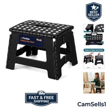 9 Inch Folding Step Stool, 300 Lbs Capacity Non-Slip Plastic Step Stool with ...