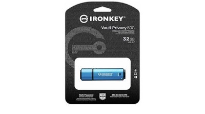 Kingston IronKey Vault Privacy 50 32GB USB 3.2 Encrypted Blue Mac PC