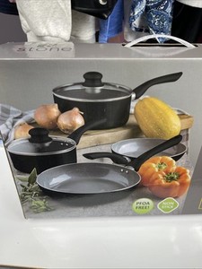 6 Pièce Noir Non-stick Ensemble de produits de cuisine, pots et casseroles Ensemble non-st...