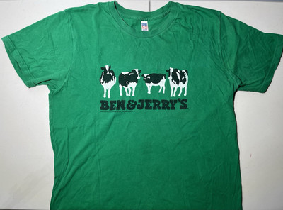 Vintage 1997 Ben & Jerry s Staff Cow Green T-Shirt Large By Royal Apparel Rare!