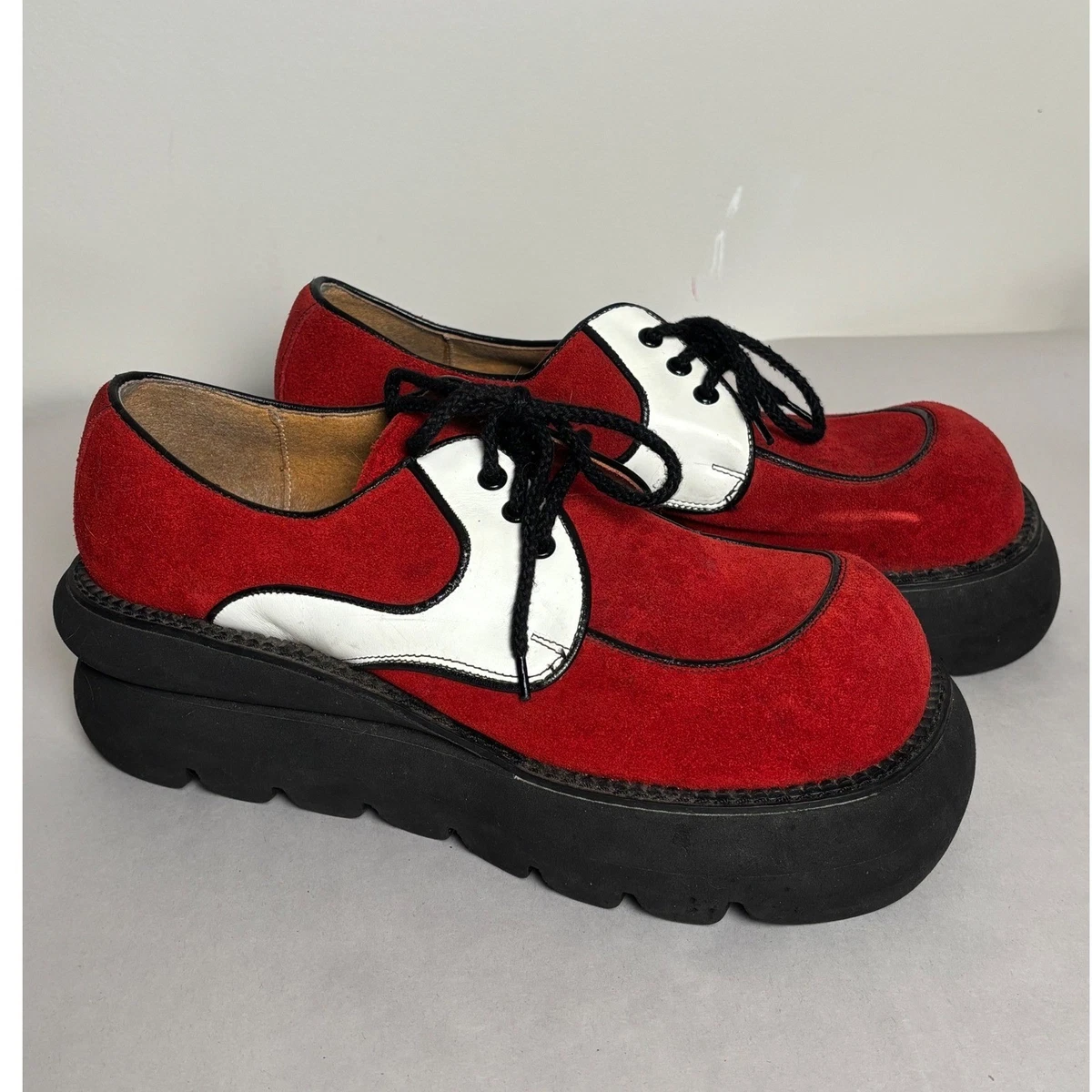 Unisex Punk Rockabilly Red Suede shoes, Derby, Creepers Paris Sz 41 US 11 W, 9M Mens lace up grunge goth punk rockabilly brothel creepers  main image 2