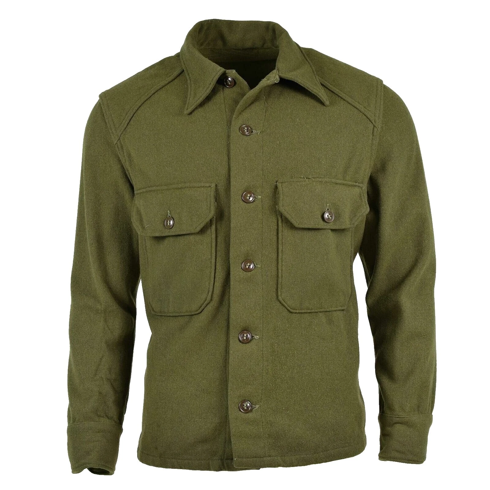 Camisas para hombre informales de lana lisa con botones