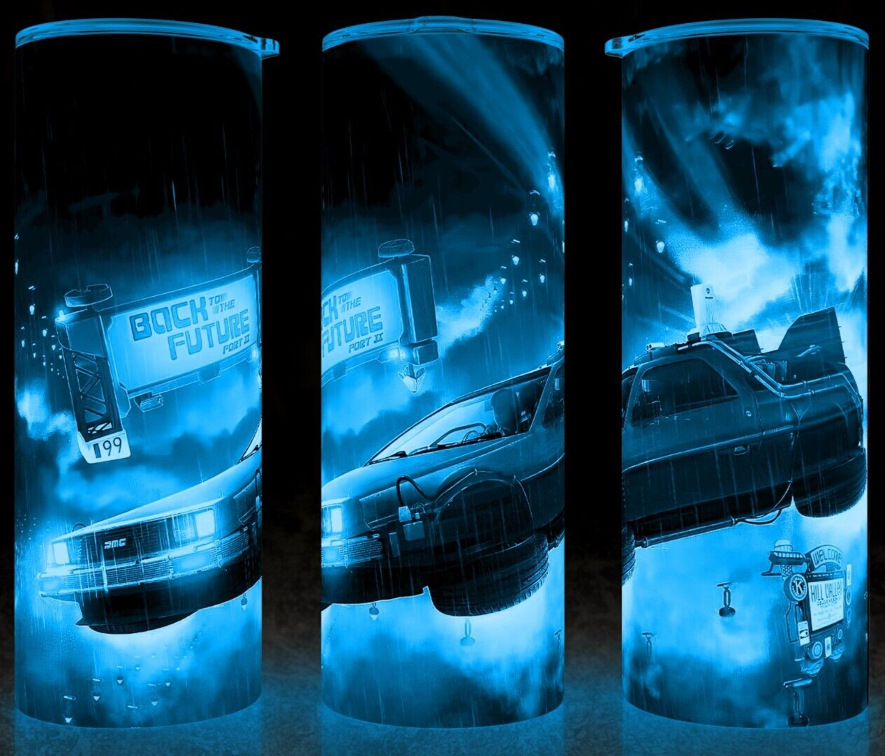 Glow in the Dark Back to the Future Delorean Cup Mug Tumbler 20oz