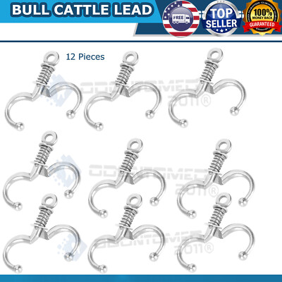 12 Bull Cattle Lead with Holding Spring Nose Ring Opening Farm Ranch Veterinary