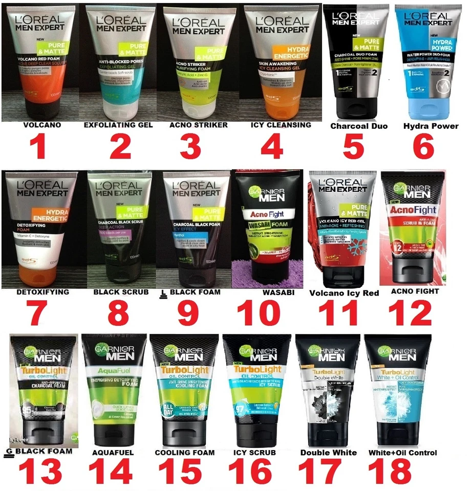 100 ml LOREAL MEN EXPERT Exfoliante de carbón mate puro - Limpiador de espuma para lavado facial para acné Foto 3 de 3