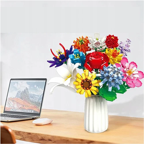 1064 Tlg. Blumen Bausteine Set Blumenstrauß Bauklötze Bauspielzeug für Erwachsen - Bild 9 von 12