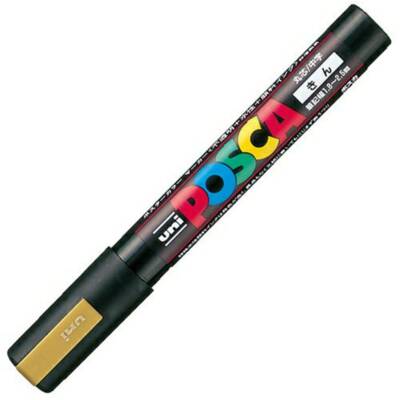 Uni Posca PC5M.25 Water-Based Paint Marker, Medium Point, Gold