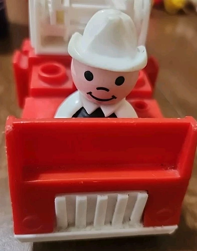 Vintage Little People Fire Truck And Ladder With Fireman 1970s 2 Piece Set