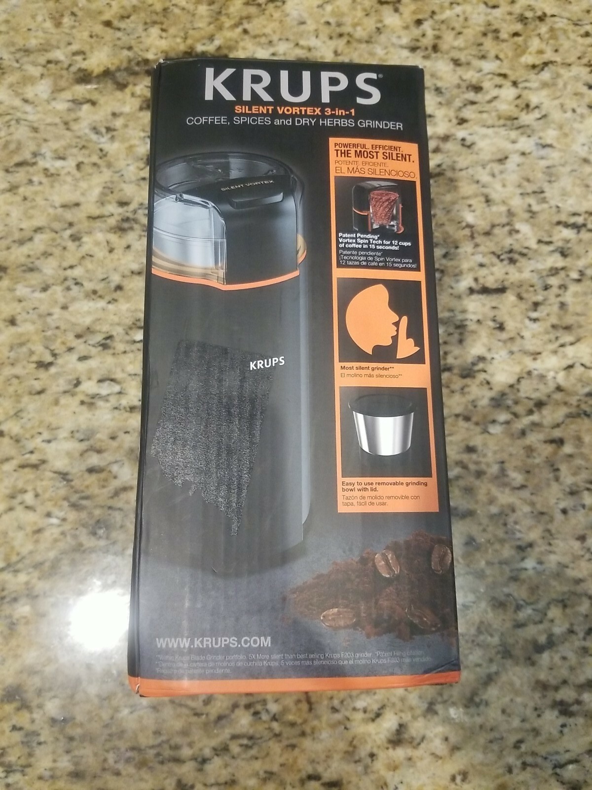 KRUPS Silent Vortex Electric Grinder for Spice, Dry Herbs an