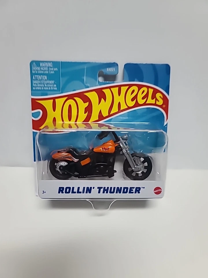 NEW Mattel X7721 Hot Wheels 1:18 Street Power ROLLIN THUNDER Motorcycle Orange - Image 3 of 4
