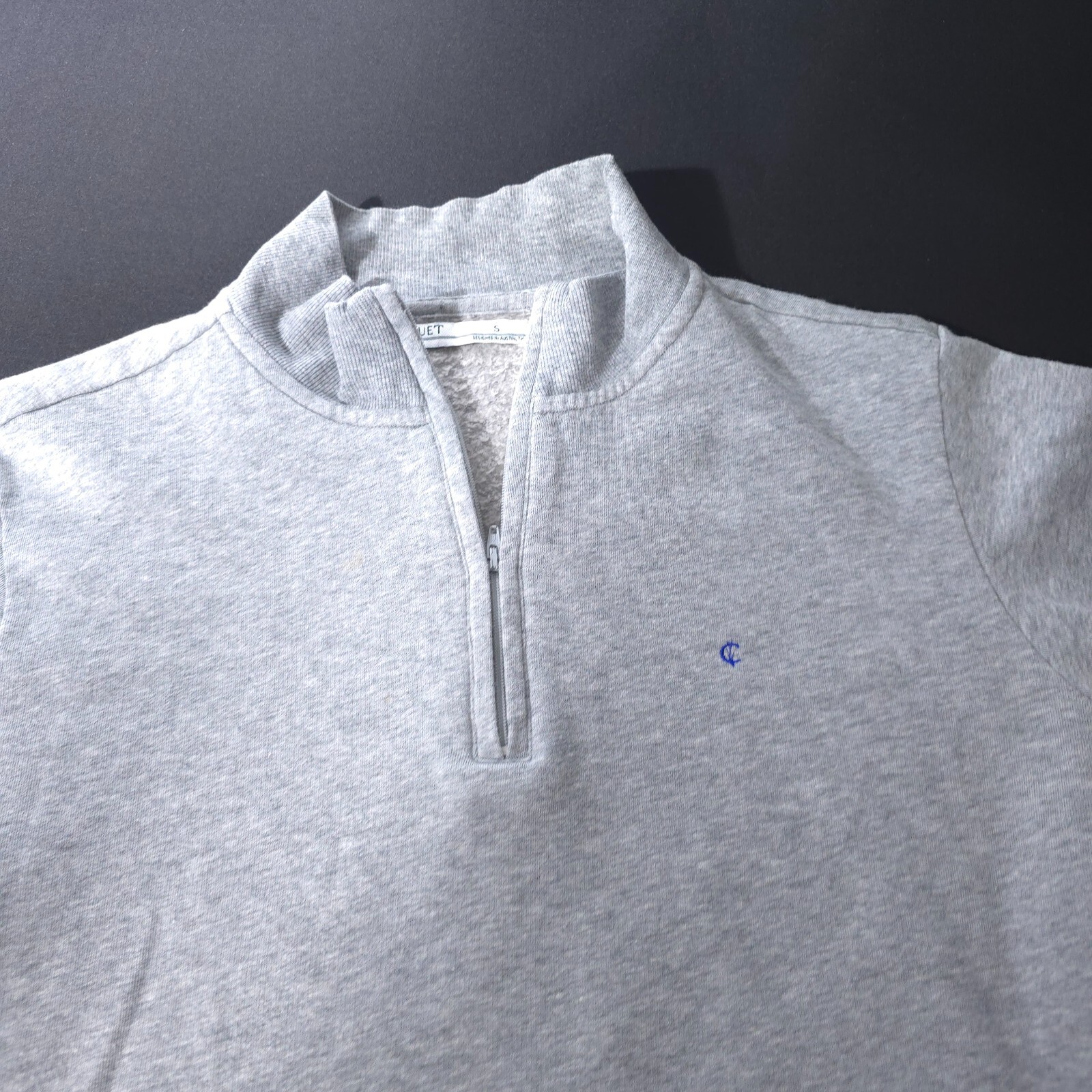 Criquet Pullover Mens Small Gray 1/4 Zip Chest Pocket Long Sleeve Outdoor Preppy