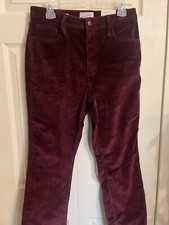 Universal Thread Women High-Rise Ankle Bootcut Leg Corduroy Pants Size 10 Berry
