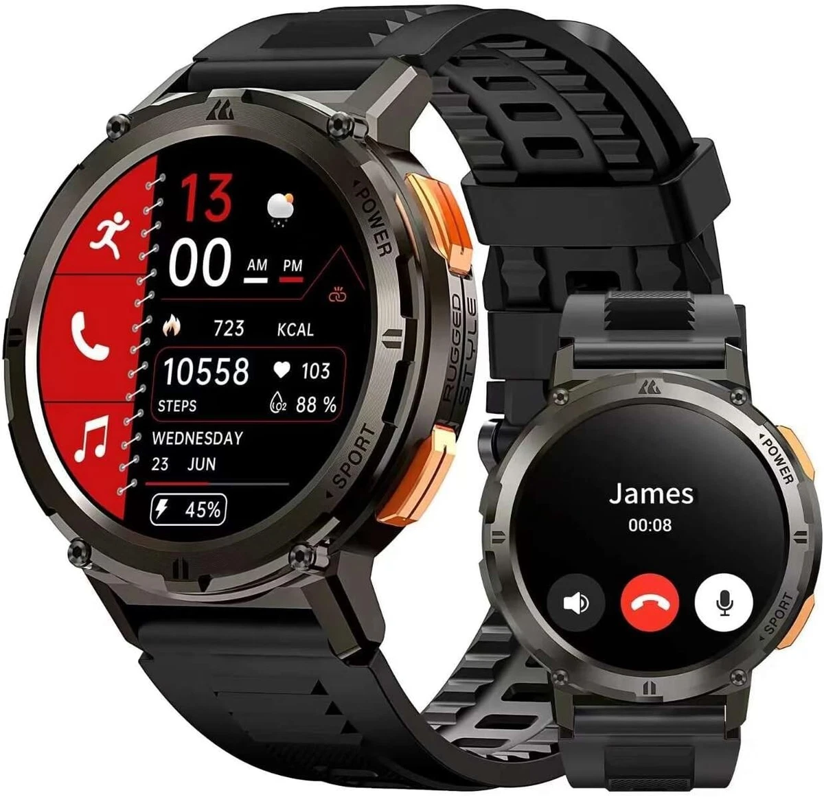 KOSPET TANK T2 Smart Watch Rugged AMOLED Display 5ATM/IP69K