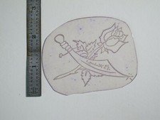 vtg 1960s 70s Tattoo Flash acetate stencil Sword and Rose signed KN1
