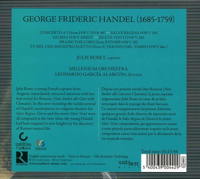 JULIE ROSET, MILLENIUM ORCHESTRA - HANDEL: SALVE REGINA NEW CD