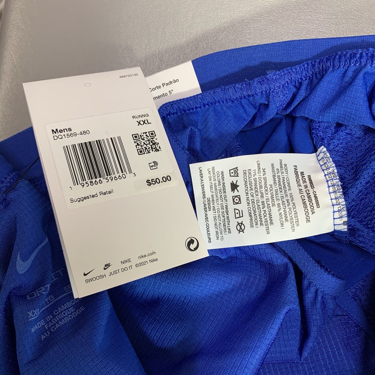 Nike Mens Flex Stride 5” Running Shorts Brief-Lined Pockets Blue