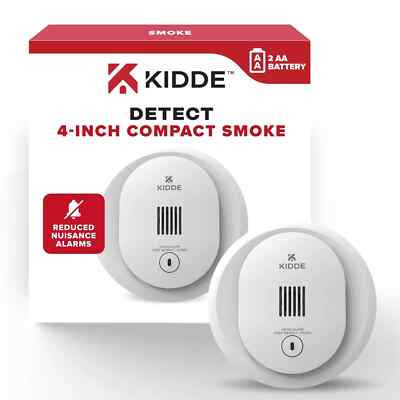 Kidde Smoke Detector, 4-Inch Compact, AA Battery Powered