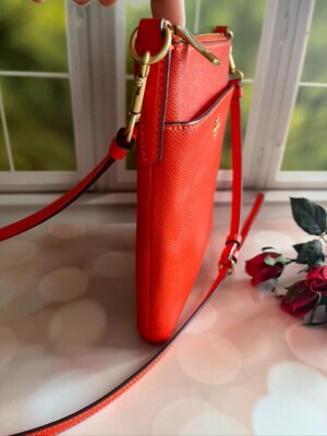 NWT COACH KITT Messenger Crossbody Bag In RED ORANGE Crossgrained
