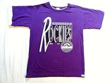 MLB Salem Sportswear 1992 Purple Colorado Rockies T Shirt Size L - Made in USA