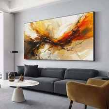Wall Art Paintings Hand Painted Abstract Oil Painting On Canvas Yellow Red