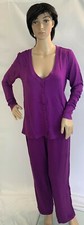 Maidenform Charisma purple Long Sleeve Knit pj shirt  pant 2pc Set, Women M