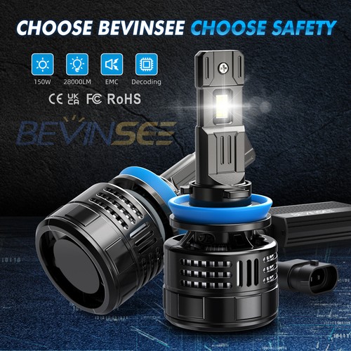 Bevinsee 2X H11 H8 H9 LED Headlight Globes Kit Fog Light Lamp Bulb 150W 28000LM - Picture 7 of 12