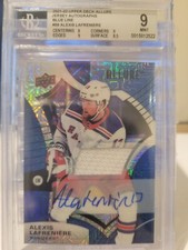 2021-22 upper deck allure Jersey AUTO  Blue Line #59 Alexis Lafreniere Grade 9 