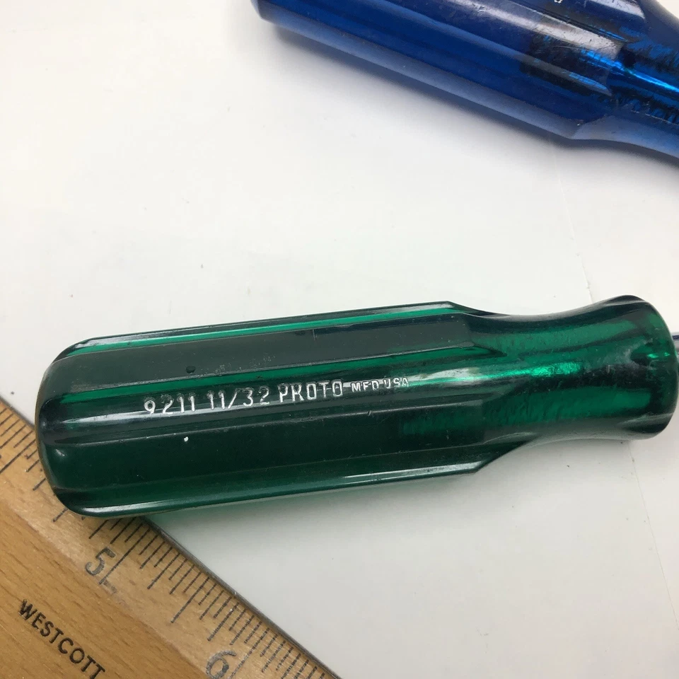 2 Vintage Proto Tools SAE Nutdriver Nut Driver Set 3/8" 9212 and 11/32" 9211 USA - Image 4 of 4