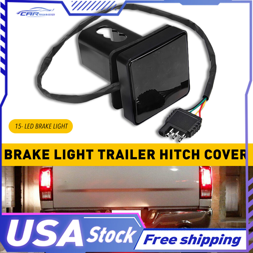Smoked 15LED Brake Light Trailer Hitch Cover for Towing 3.25