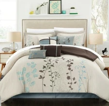 Chic Home Design Queen Bliss Garden 8 Piece Comforter Set NEW