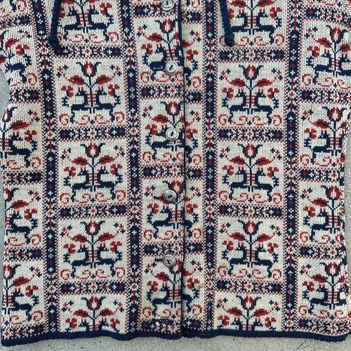 Vintage 1940s Catalina Knit Sweater Jacquard Floral Fauna Deco Sportswear Top - Picture 7 of 15