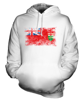 ONTARIO DISTRESSED FLAG UNISEX HOODIE TOP GIFT  CLOTHING JERSEY
