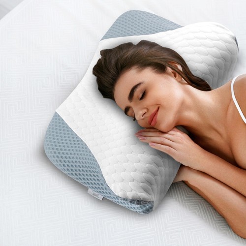 Memory Foam Kopfkissen Ergonomisches Nackenstützkissen 60x32 cm Schlafkissen - Bild 14 von 15