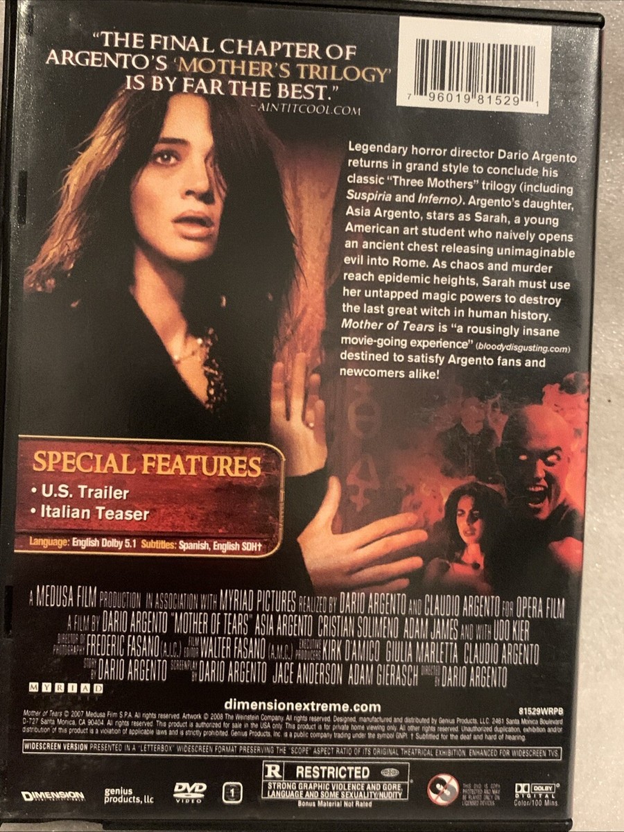 Mother of Tears (DVD, 2007) Widescreen Asia Aregento | eBay