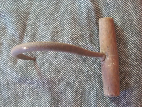 Antique hay hook Rustic Decor primitive wood handle - Picture 3 of 4