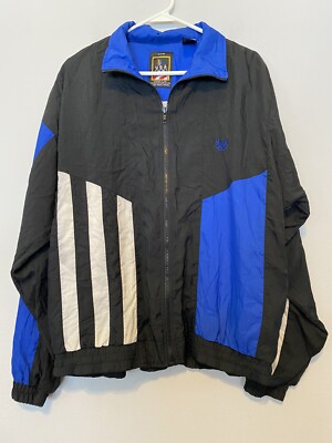 VTG 1990s USA Olympic M Black Full Zip Lined Windbreaker Jacket Men's JC Penney
