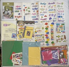Scrapbooking Supplies Lot of Stickers paper pages Stencils RubOns Ephemera Craft