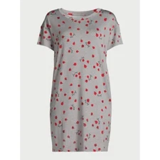 Joyspun Women's Short Sleeve Sleepshirt-Grey Heather Ladybug-2X/3X-NWT