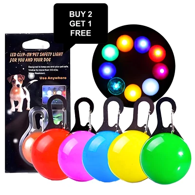 LED Dog Collar Safety Warning Lamp Night Clip Light Flashing Pet Pendant Tag - Image 1 of 4