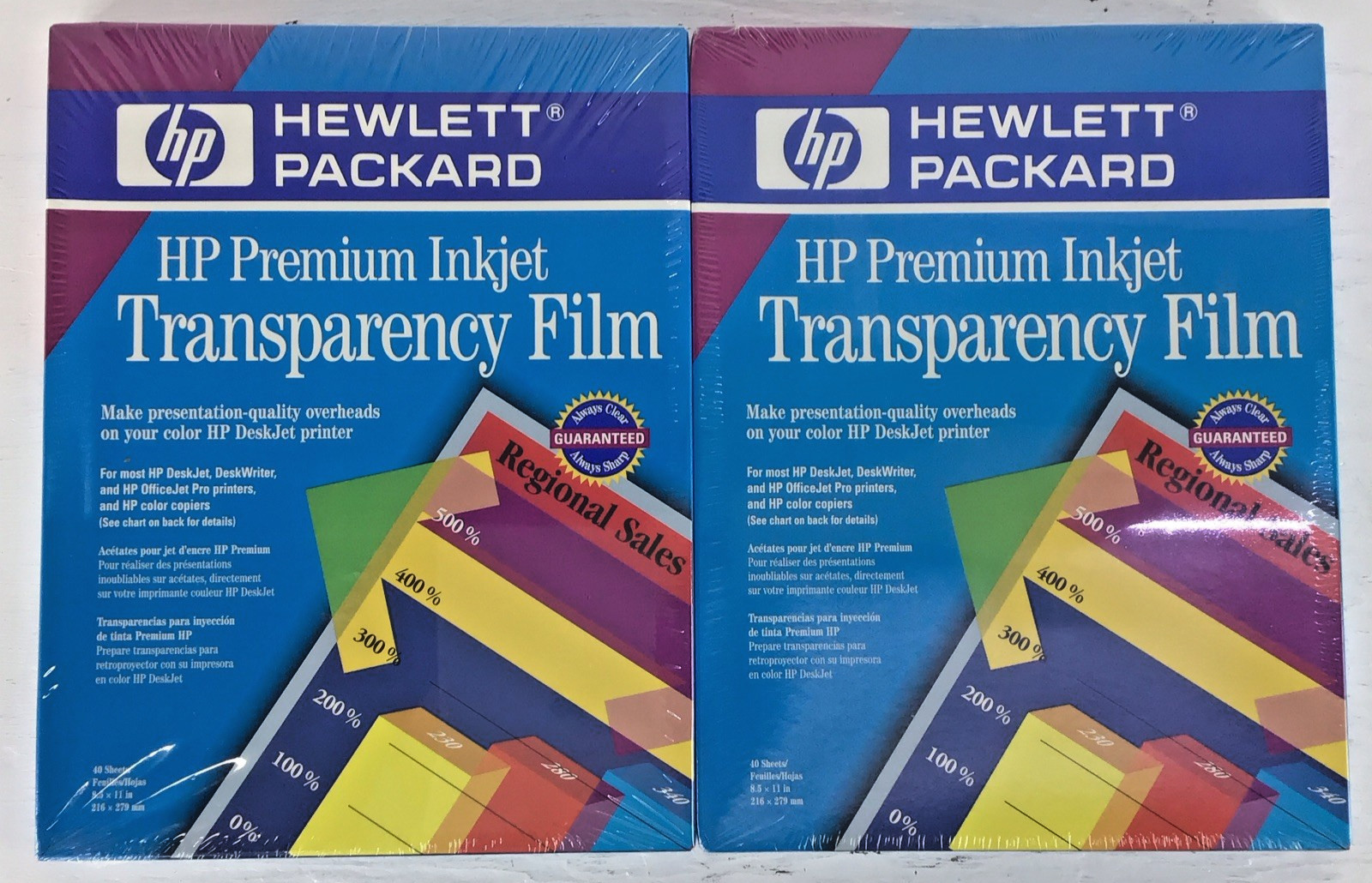 HP Hewlett Packard Premium Inkjet Transparency Film C3834A Lot of 2 NEW SEALED
