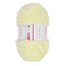 Fur Yarn Polyester Yarn Fluffy Chunky Yarn Light Yellow for Crocheting,50m